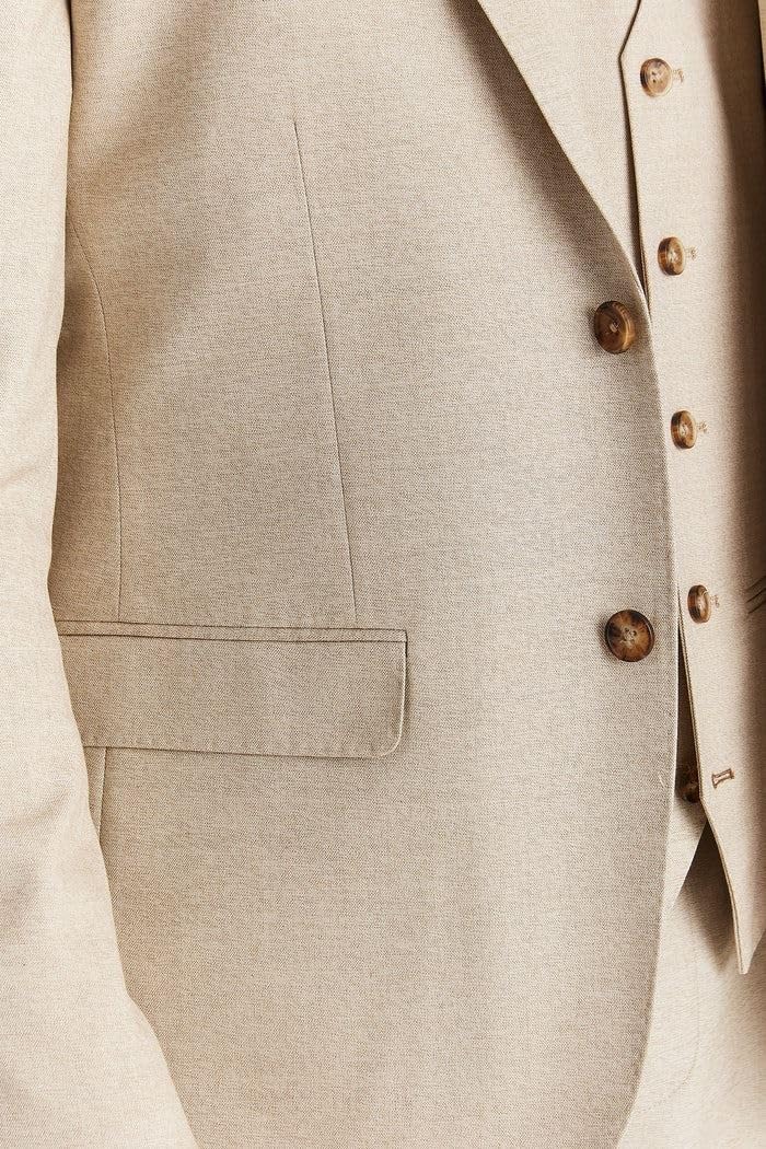 Traje de 3 piezas para hombre, color beige, clásico, con solapa, para boda, verano, baile de graduación
