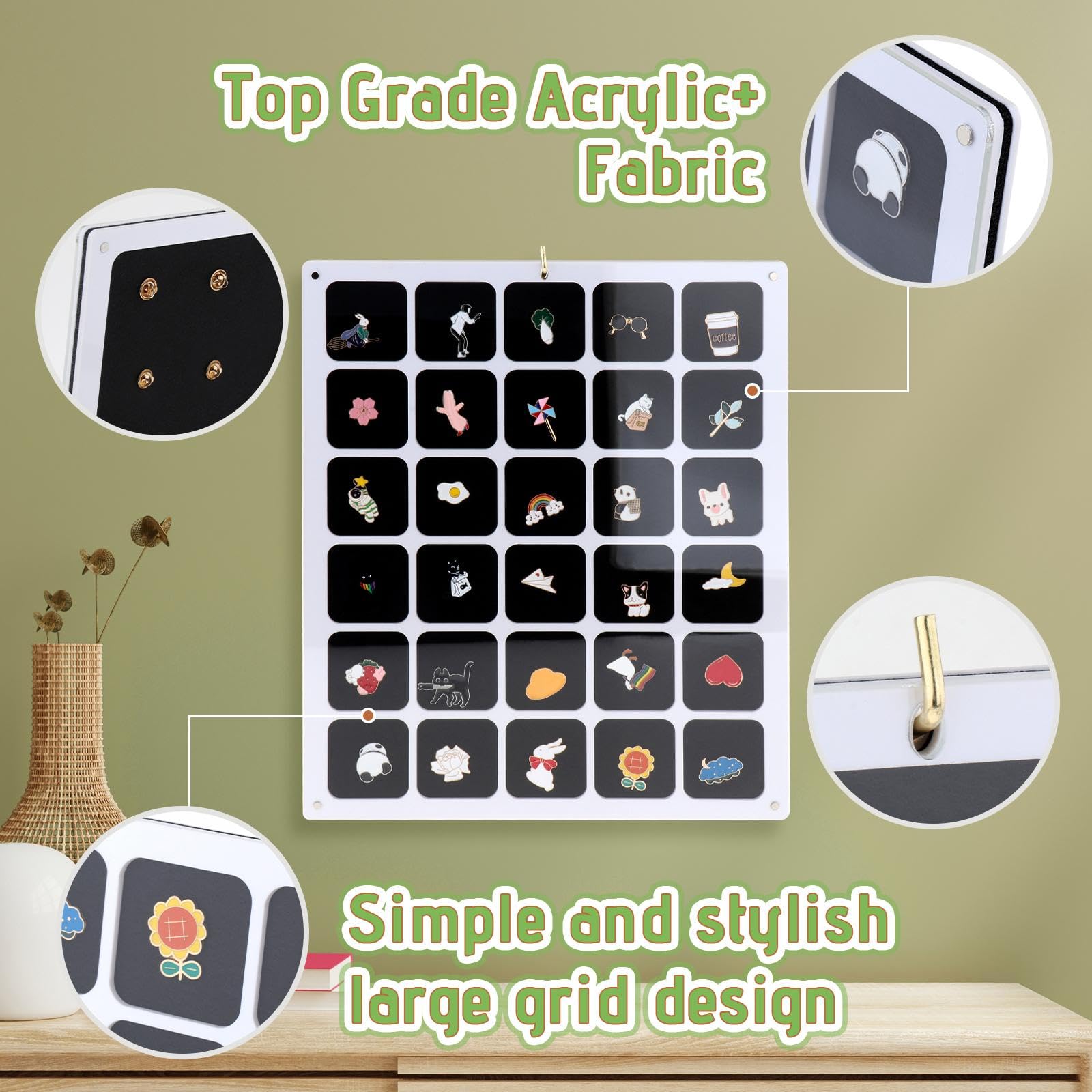rockible Pin Display Organizer, Pin Display Halterbrett, Broschen Pin Organizer für Pin Enthusiasten, Sammlerstücke, Abzeichen, Schmucknadeln, 30