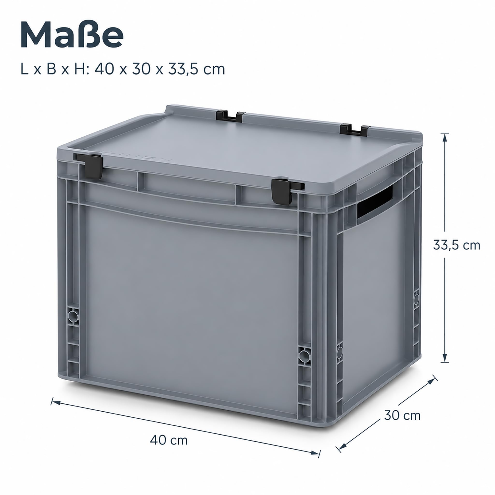 3 X AUER Eurobehälter mit Schanierdeckel ED 43/32 | 40 x 30 x 33,5 cm Stapelbox Lagerbox Keller-Kiste robust und leicht