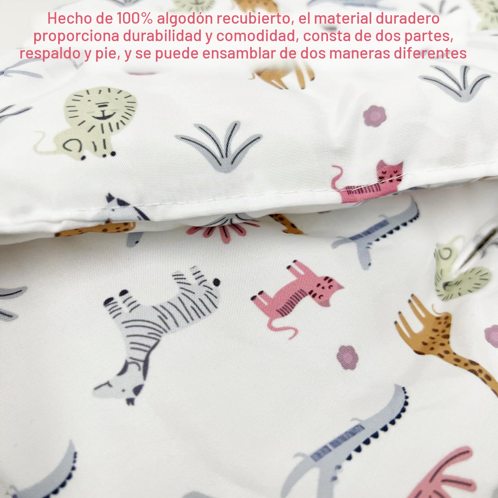 Cojín de asiento para trona Stokke Tripp Trapp: doble acolchado, impermeable, cojín de asiento para niños, extraíble, algodón orgánico suave accesorio (zoológico)