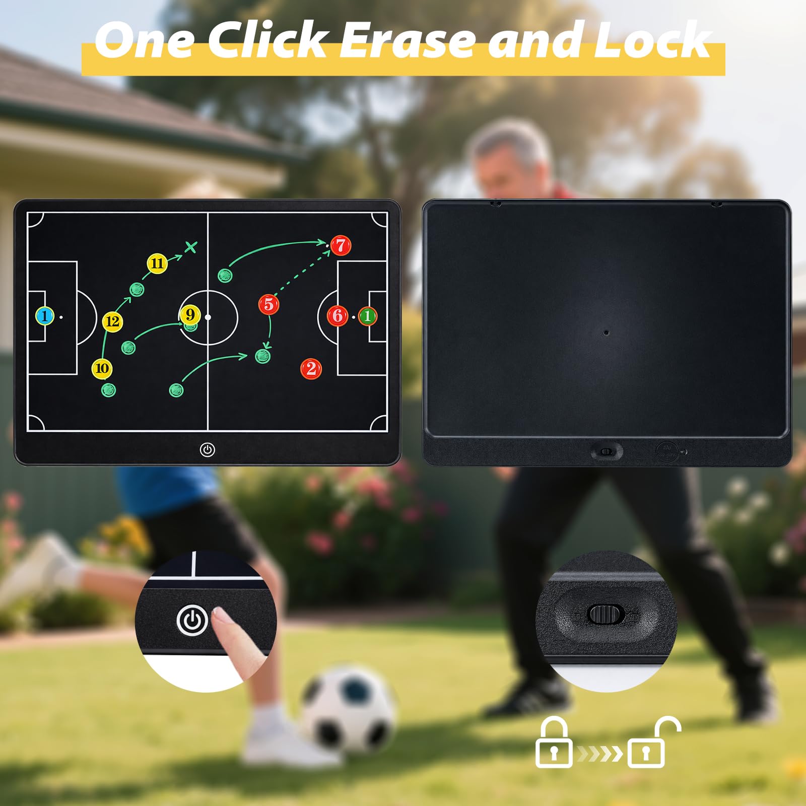 Tableau Tactique Football Magnétique, Bestcool 16 Pouces LCD Tableau Football Tactique avec Stylo et Magnétique Marqueur pour Entraînement, Planification Stratégique pour Football Compétition
