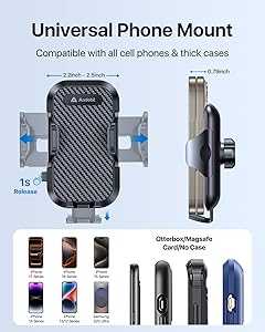 andobil Car Phone Holder, 2025 Military-Grade 89lbs Strongest Suction Phone Holders for Your Car Dashboard/Windshield/Vent Easy Clamp Car Phone Mount Stand for iPhone 17 16 15 14 13 Pro Max Samsung