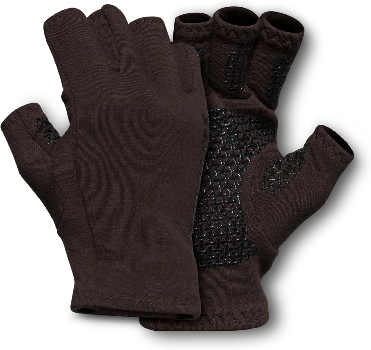 First Lite Rugged Wool Half Finger Glove - Merino Wool Hunting Gloves with Silicone Grip Palm for Shooting Dexterity