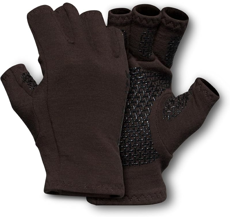 First Lite Rugged Wool Half Finger Glove | Merino Wool Fingerless Hunting Gloves for Men | Silicone Grip Palm for Shooting Dexterity