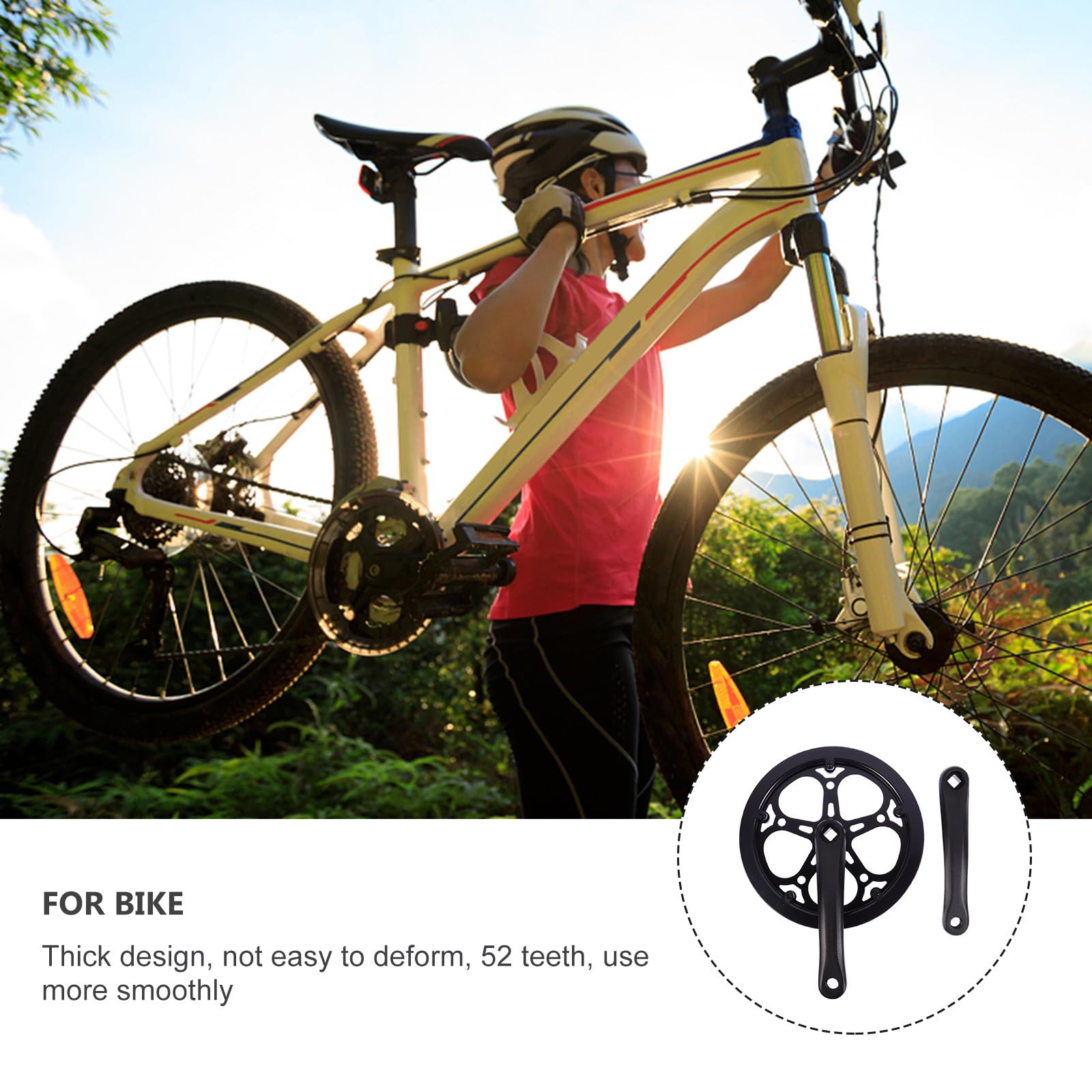SOLUSTRE Guarnitura per Bici a velocità Singola 170 Mm Ingranaggio in Metallo 52 Denti, Accessori di Ricambio per Mountain Bike e Bici da Pista, Manovella Cava Rimovibile per Ciclismo