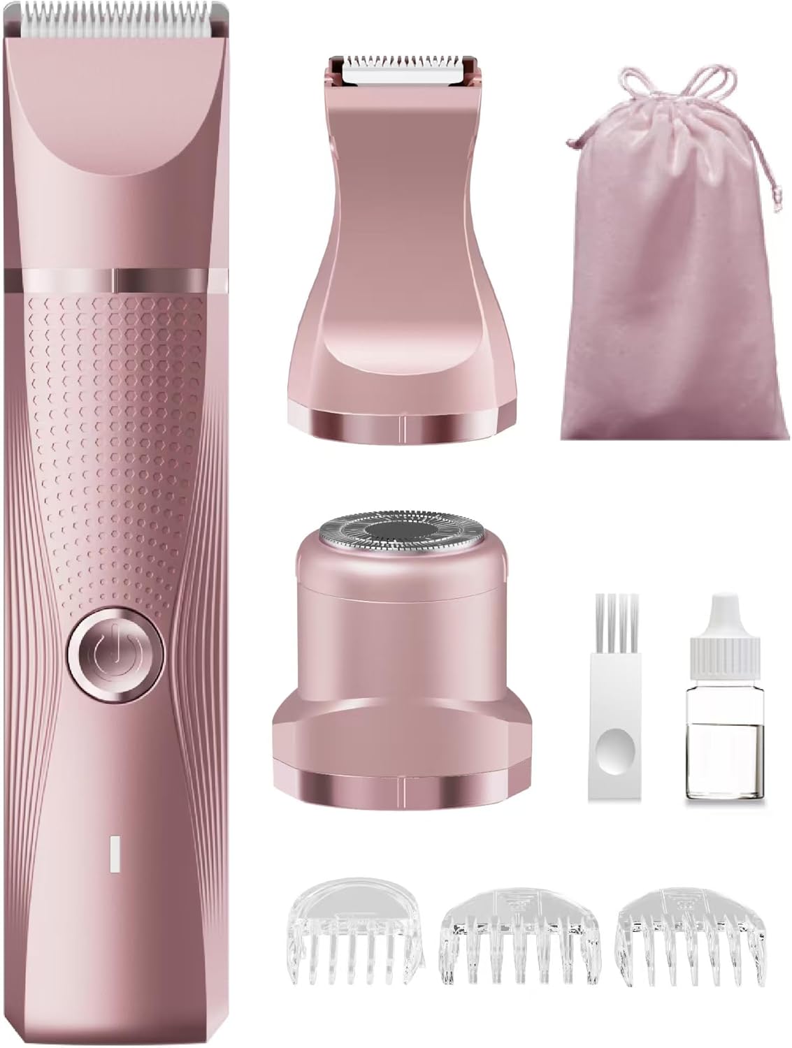 unibono 3-in-1 Electric Trimmer for Women - Waterproof Pubic Hair Trimmer Women Bikini Trimmer,Rechargeable Electric Shaver for Lady,Lady Persona Groomer for Body Hair (Rose Golden