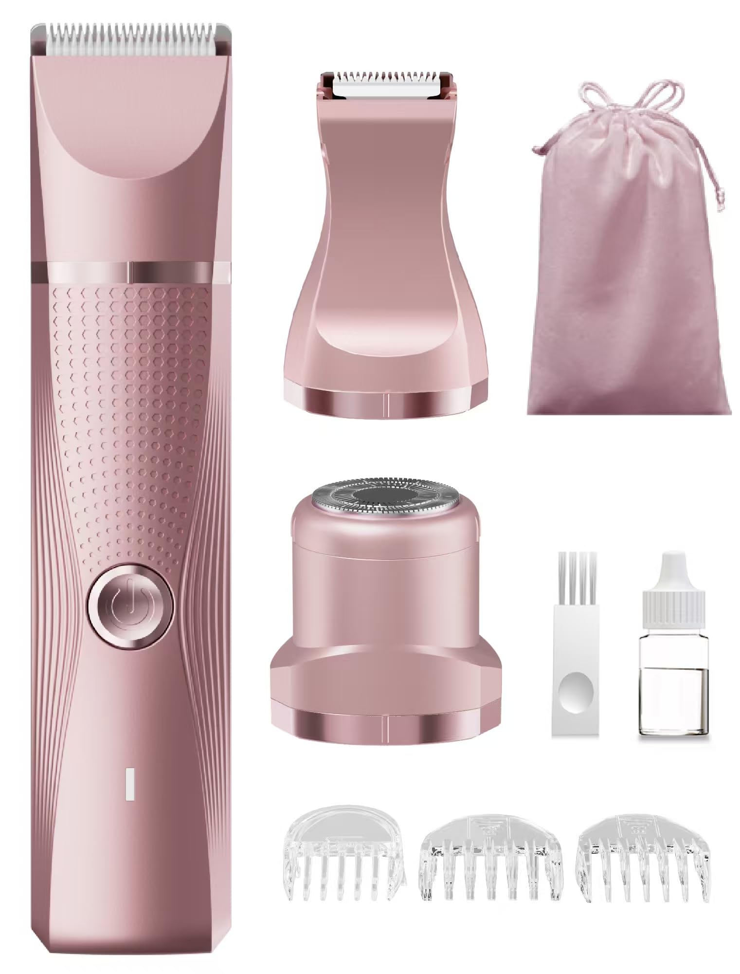 Unibono Bikini Trimmer for Women,3-in-1 Rechargeable Trimmer for Women,Waterproof Electric Trimmer for Pubic,Face,Leg and Underarm in USB-C Charging (Rose Gold)