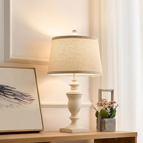 Miniatura 5 de Juego de 2 lámparas de mesa de granja de 23 pulgadas, lámparas regulables de 3 vías con bombillas LED e interruptor basculante, lámpara vintage para