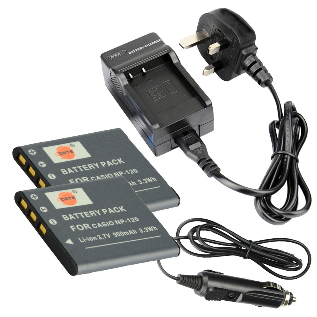 DSTE® 2pcs NP-120 Replacement Li-ion Battery + Charger DC109U for Casio Exilim EX-S200, EX-S200BE, EX-S200BK, EX-S200EO, EX-S200PK,EX-S200SR, EX-S300, EX-Z31, EX-Z680, EX-Z690, EX-ZS10, EX-ZS10BE, EX-ZS10BK, EX-ZS10PK, EX-ZS10RD, EX-ZS10SR, EX-ZS12, EX-ZS12BE, EX-ZS12BK, EX-ZS12RD, EX-ZS12SR, EX-ZS15, EX-ZS15BK, EX-ZS15RD, EX-ZS15SR, EX-ZS20, EX-ZS20BE, EX-ZS20BK, EX-ZS20PK, EX-ZS20RD, EX-ZS20SR, EX-ZS20WE, EX-ZS26, EX-ZS26RD,EX-ZS26SR, EX-ZS26WE, EX-ZS30