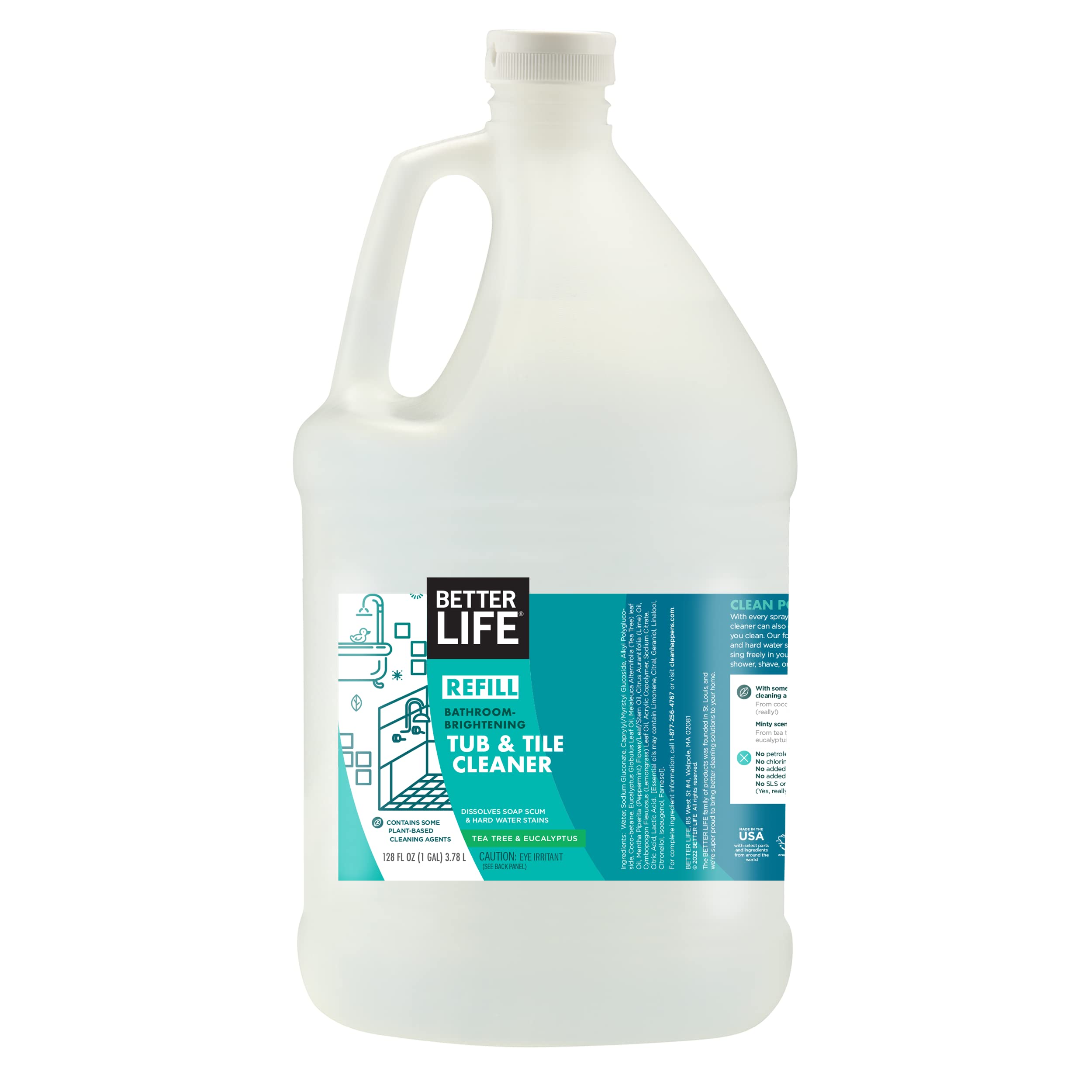BETTER LIFE Bathroom Cleaner - Tea Tree Bathtub Shower Cleaner Spray for Glass and Tile - Foaming Mold