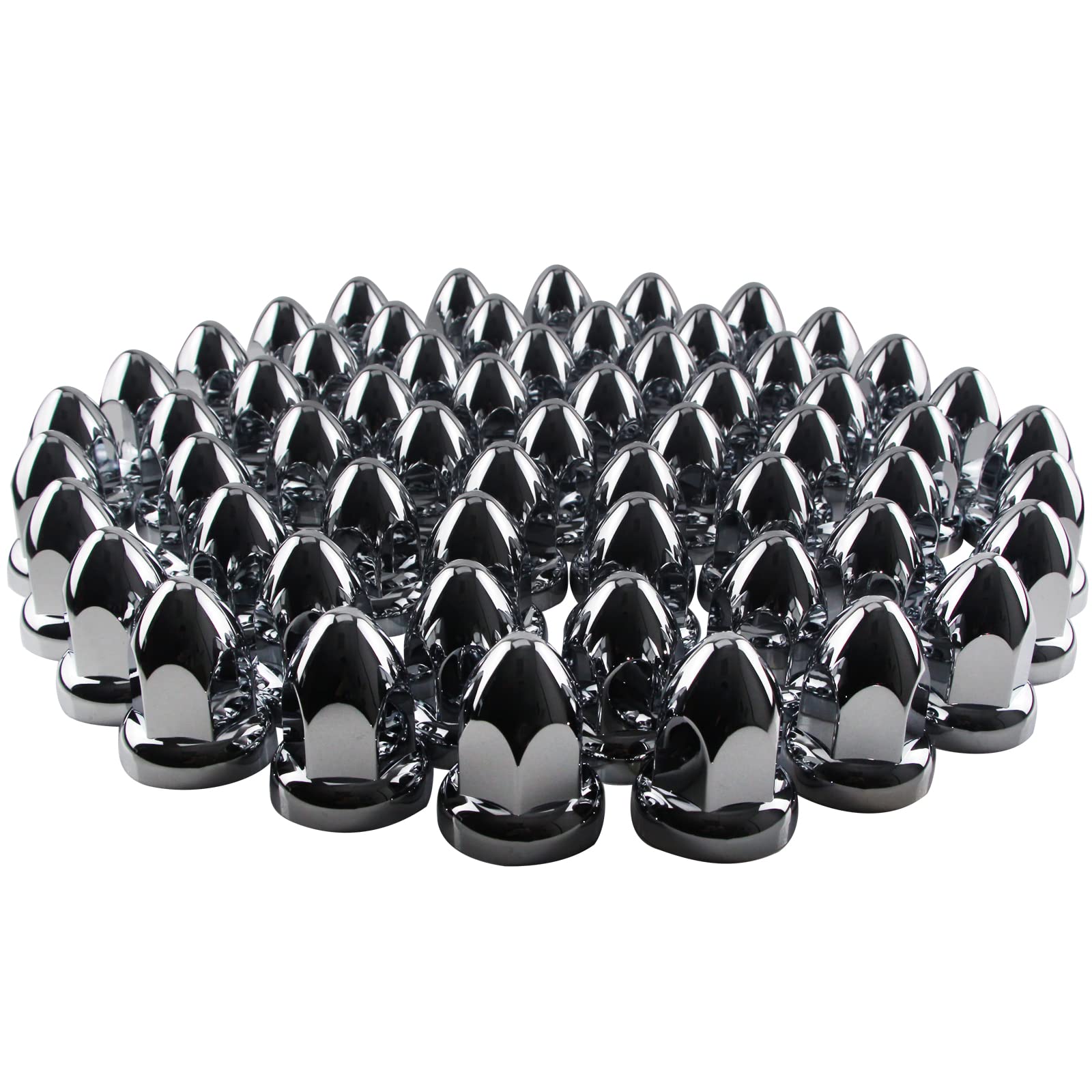 iBroPrat 33mm Chrome Lug Nut Covers Push On,ABS Chrome Plastic Push-on Bullet Flanged Lug Nut Covers for Semi Trucks Pack of 60