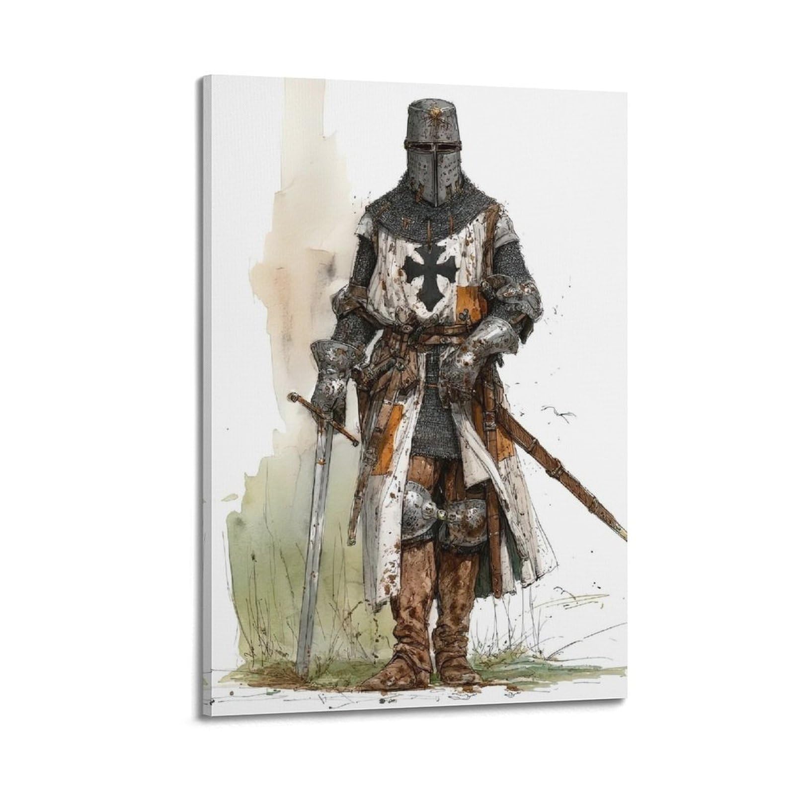 XKUGA Zen Sacred Chivalry Poster Templar Knight Crusader Light Modern Decorative Canvas Prints - Ideal Wall Art for Family, Man Cave, Game Room, Boys & Girls Bedroom 16x24inch(40x60cm)