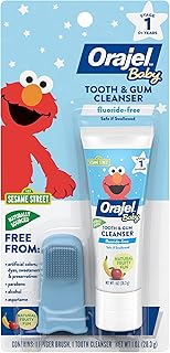 Orajel Baby Elmo Tooth & Gum Cleanser Fluoride-Free, 1 Finger brush, 1 Toothpaste 1oz; #1 Pediatrician Recommended Fluoride-Free Toothpaste*