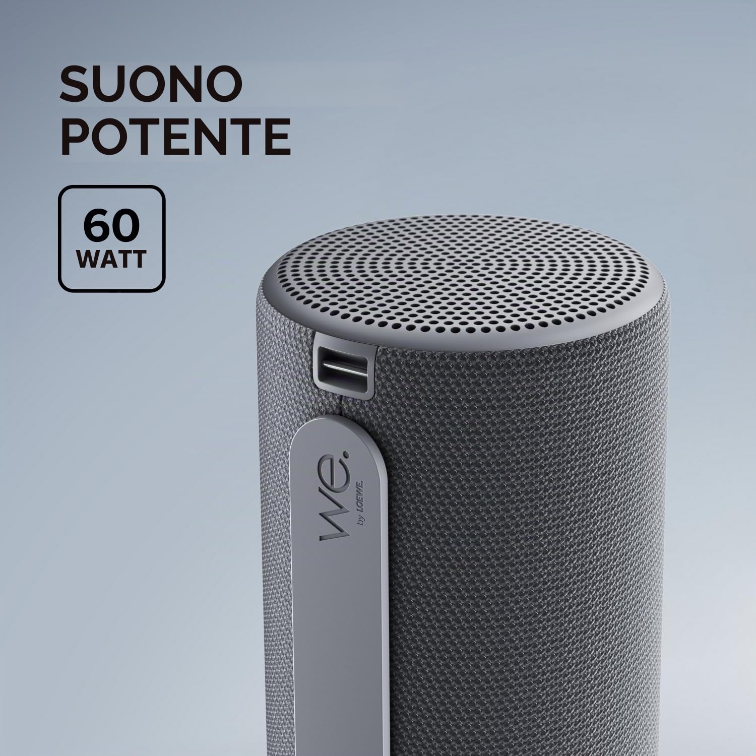 Loewe We. by Hear 2 Storm Grey Outdoor/Indoor Bluetooth Speaker, 60 W, Resistente all'Acqua, Altoparlante Bluetooth Portatile, Ricaricabile, qualità Audio Trasparente, Lunga Durata, IPX6