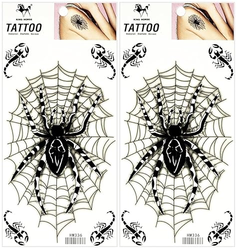 Tatuaje temporal de tela de araña negra para mujeres y hombres, etiqueta engomada falsa impermeable para mujeres y hombres, pintura corporal sexy