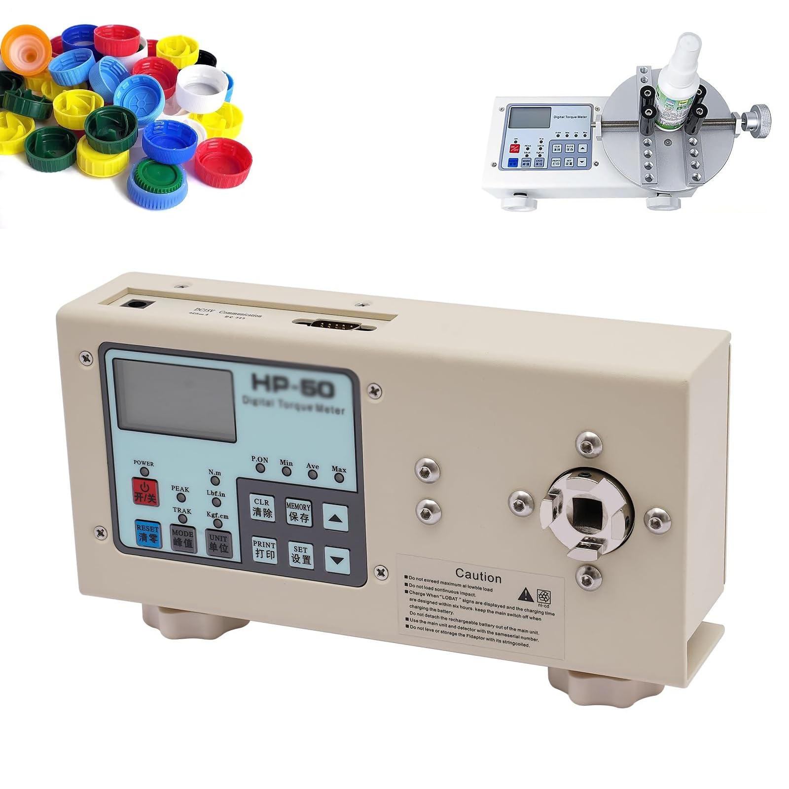 Portable Digital Torque Gauge, Digital Torque Bottle Cap Tool, Clamping Diameter 10-160 mm, Suitable for Bottle Caps Screws Small Parts and Electric or Pneumatic Screwdrivers(HP100)