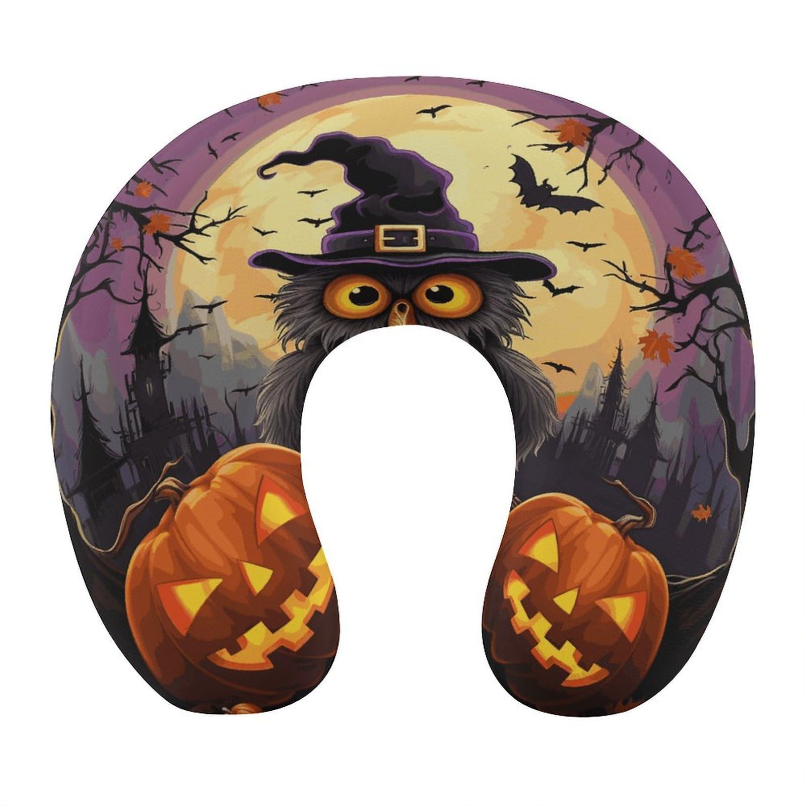Btcowzrv Style Halloween Owl Ghost Pumpkin U Shaped Neck Pillow Travel Pillows