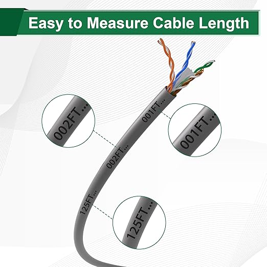 Cable de Red Elecan Cat 6 300 ft UTP Cobre Sólido 10Gbps 550Mhz miniatura 4