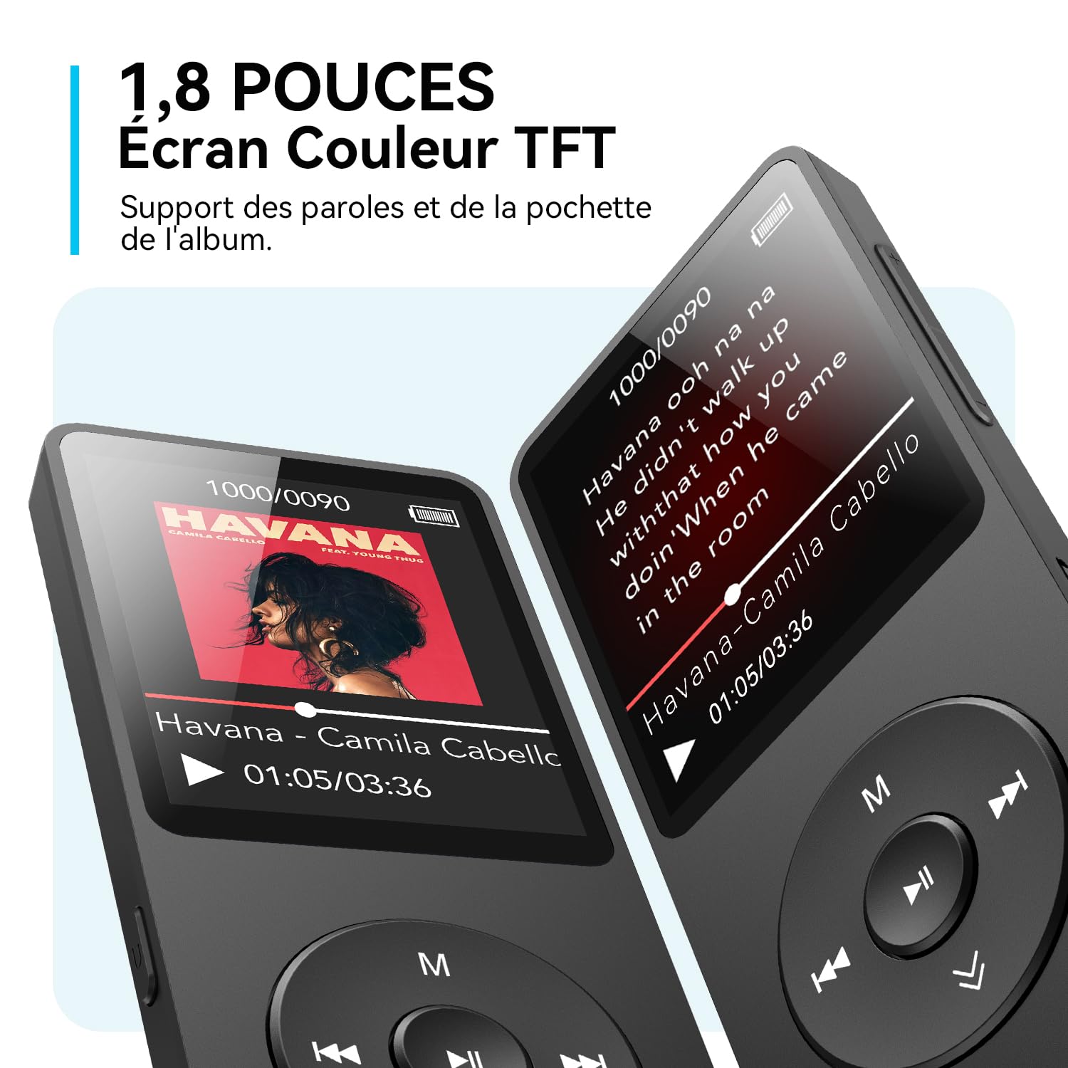AGPTEK 64Go MP3 Bluetooth 5.3 avec Haut-Parleur & Bouton Volume, Lecteur Musical Portable Radio FM Enregistrement Podomètre Vidéo Baladeur sans Perte MP3 Sport Cadeau Adulte Enfant-Noir(sans Casque)