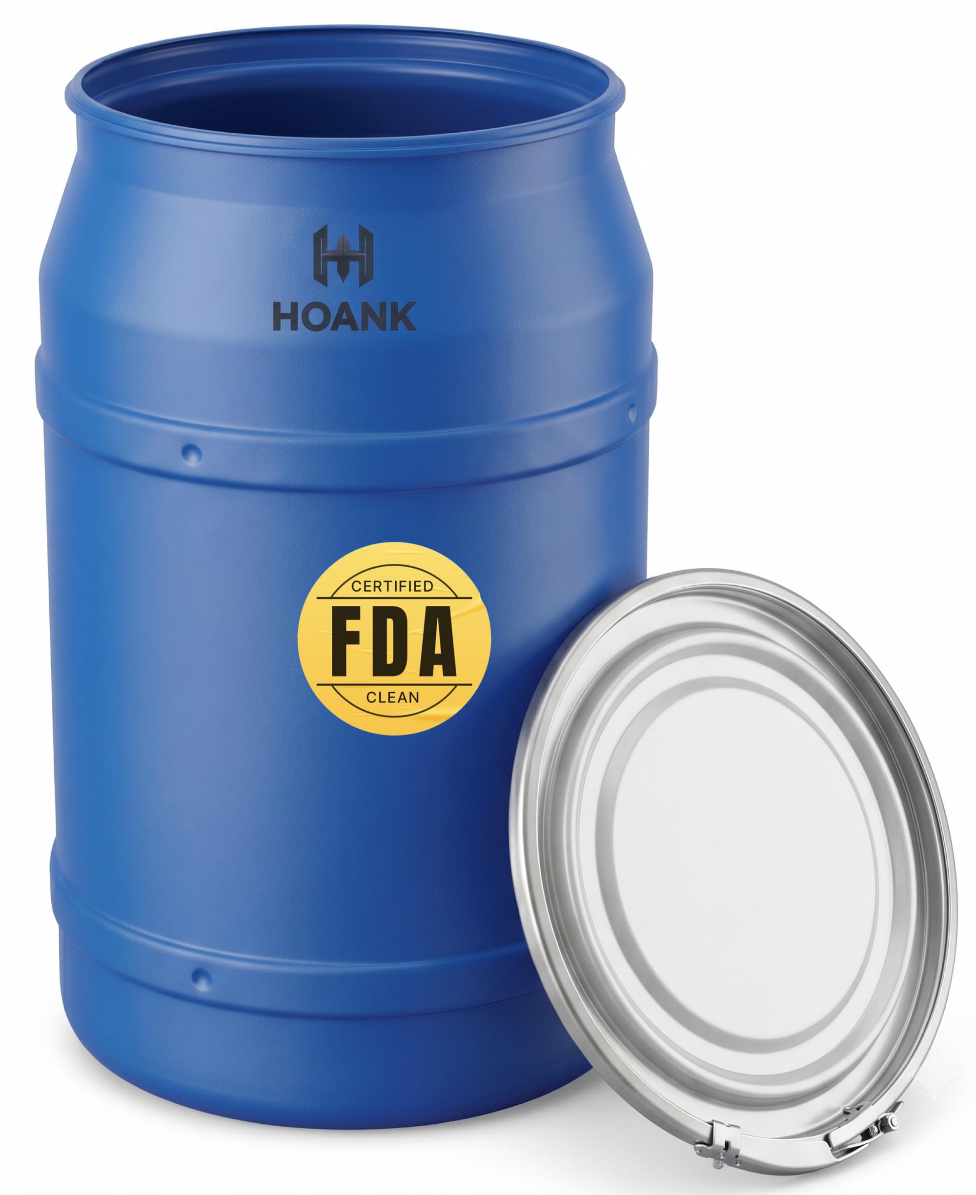 55-Gallon Open Head Water Storage Barrel, BPA Free, Emergency Water Supply - Eco Friendly - Lever-Lock Lid - Made in USA (Blue)