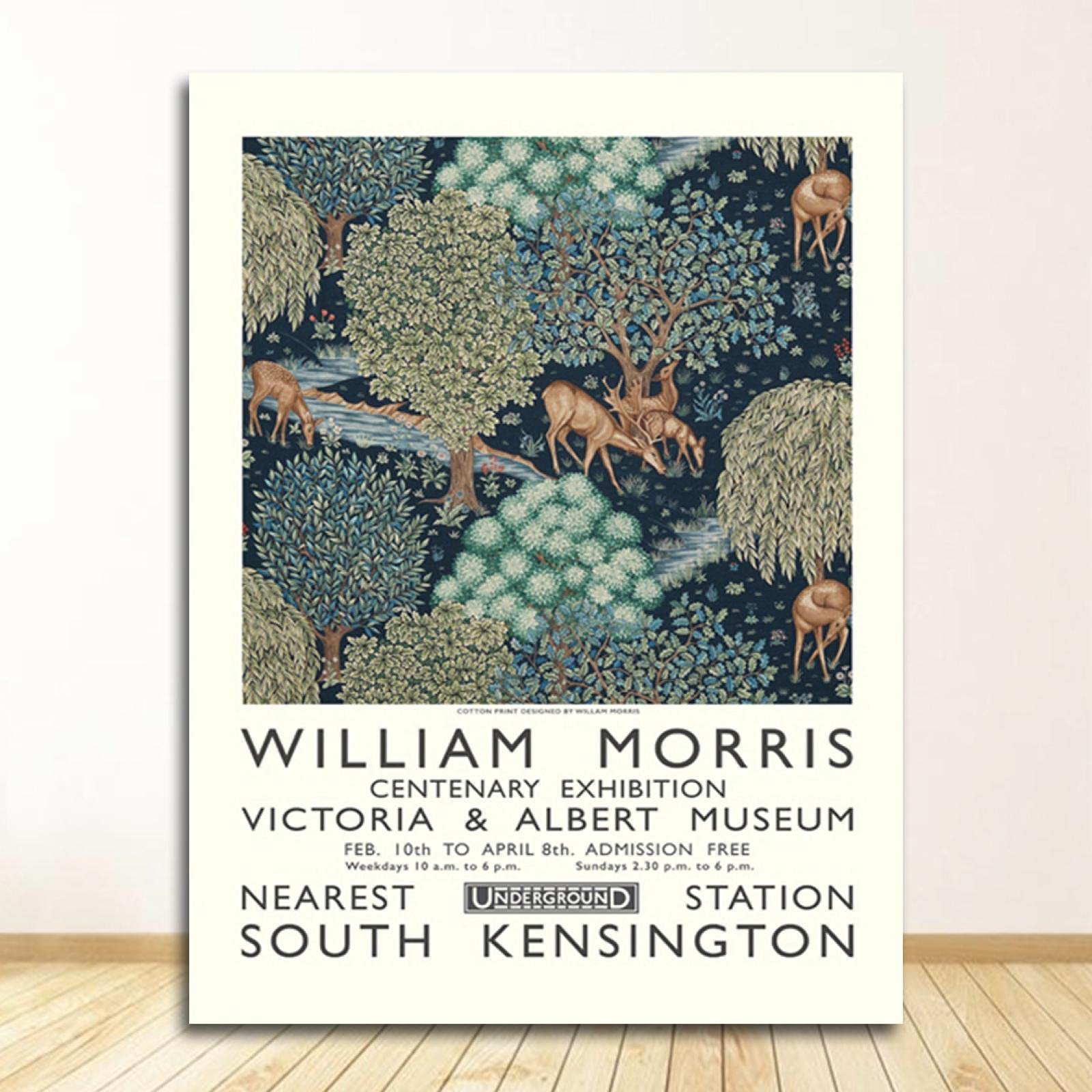 SDVIB London Underground Art Nouveau Pittura Murale William Morris Stampa Su Tela Il Victoria and Albert Museum Exhibition Poster 60x80cm-3 Pezzi Senza Cornice