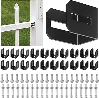 U Brackets for 1" Panels, 20 Pcs Fence Mounting Brackets for 1x1 Square Rails, Black(with Screws)