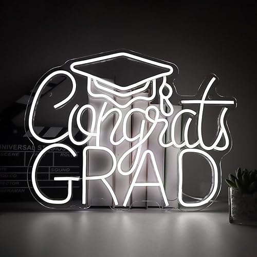 Miniatura 2 de Letrero de neón de Congrats Grad, (16.5 x 12.6 pulgadas12.6 x 16.5 in) para fiesta de graduación, luz de neón, felicitaciones, decoración de telón