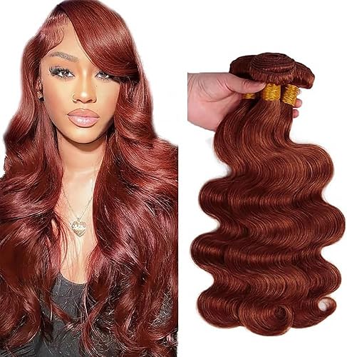 Auburn Body Wave Human Hair Bundles Reddish Brown Color #33 Copper Red 26 28 30 