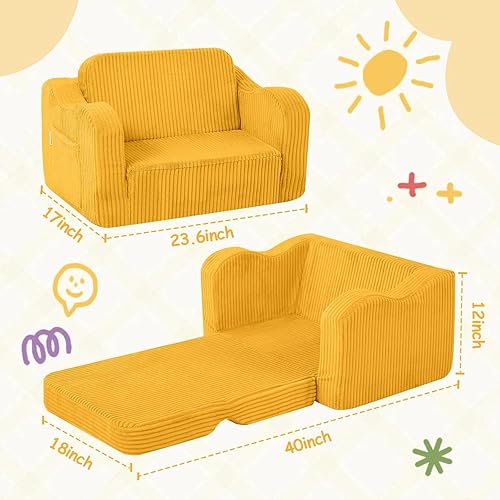 Miniatura 191 de MeMoreCool Sofá de dinosaurio para niños, silla plegable para niños pequeños, sofá cama convertible que brilla en la oscuridad, salón plegable para