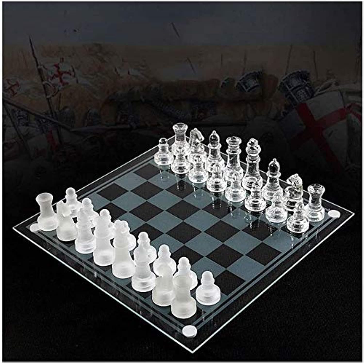 MNBV Chess set chess Board K9 Glass Chess Luxury Elegant Chess Game Medium Wrestling Packaging International Chess Set Glass Board Chess Game (Size : C)