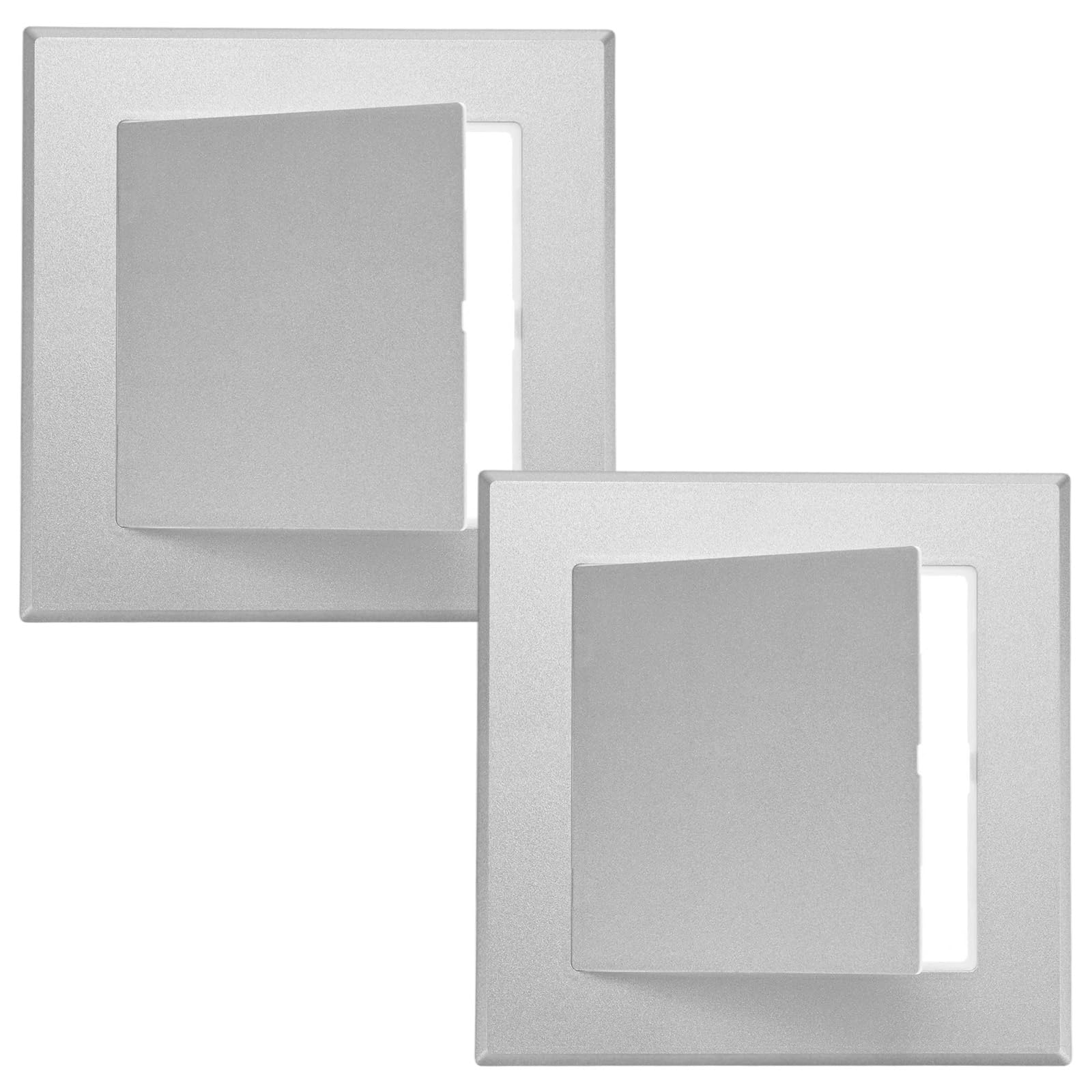 M METERXITY 2-Pack Access Panel for Drywall, 5x5 Inch Plastic Self Adhesive Wall Hole Cover Access Doors for Wiring Cable/Ceiling, Removable Plumbing Wall Panel [Silver Tone, Square]