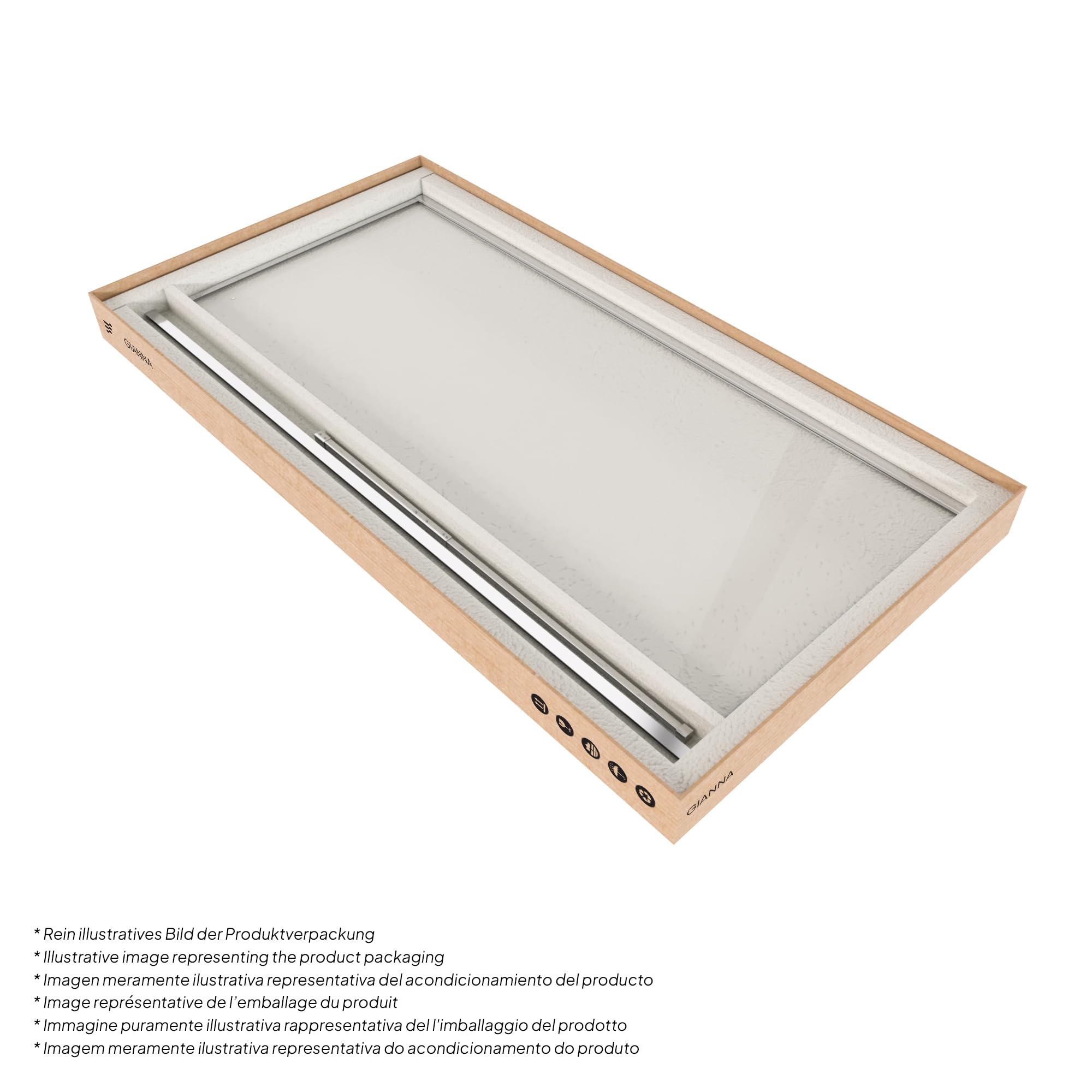 Stały panel prysznicowy z przodu, Walk In Gianna 80x200 cm - ścianka działowa z przezroczystego szkła hartowanego 8 mm, chromowana rama aluminiowa i drążek ze stali nierdzewnej