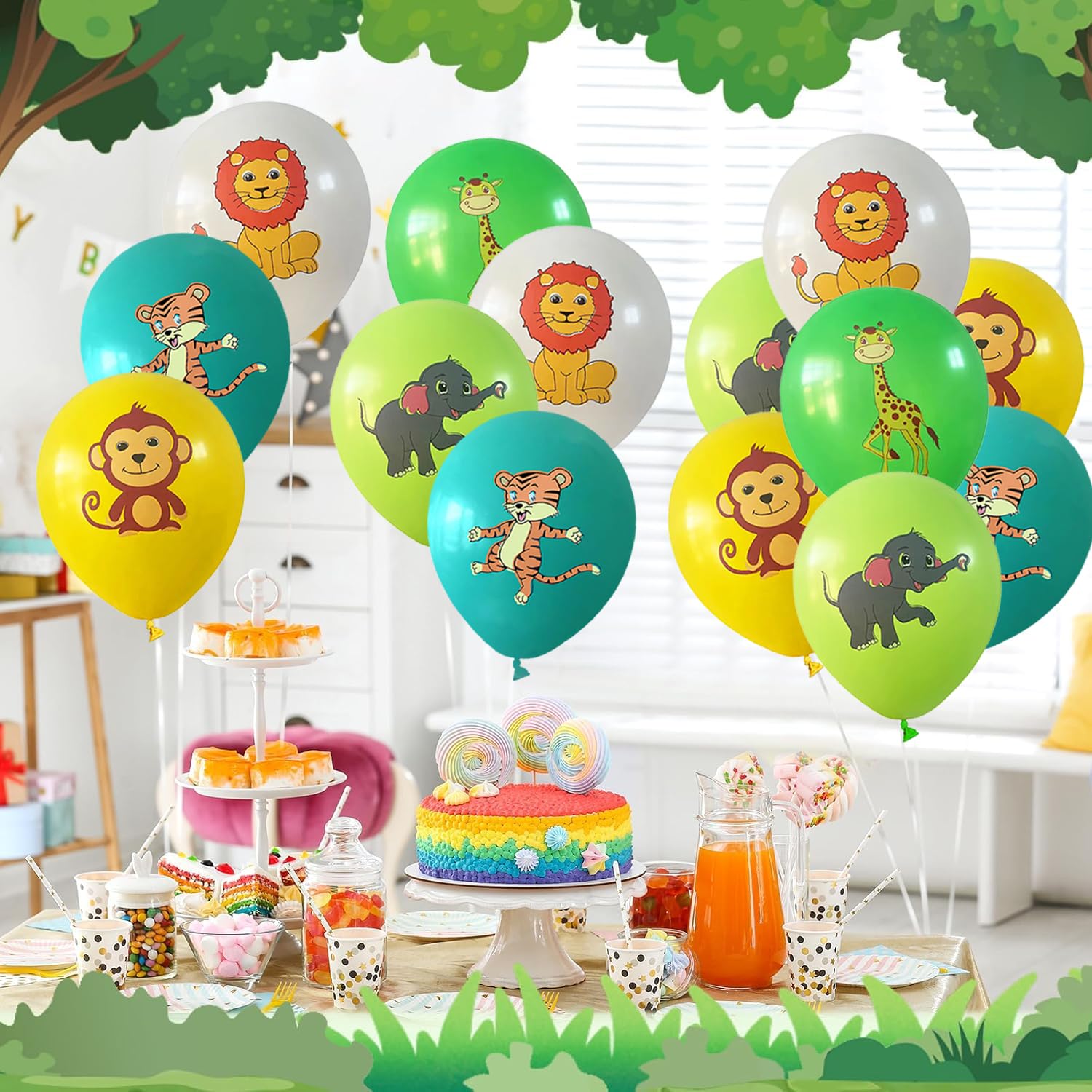 Jungle Safari Balloons - 10 Animal Party Decorations -4 Jungle Safari Balloons - 10 Animal Party Decorations -4