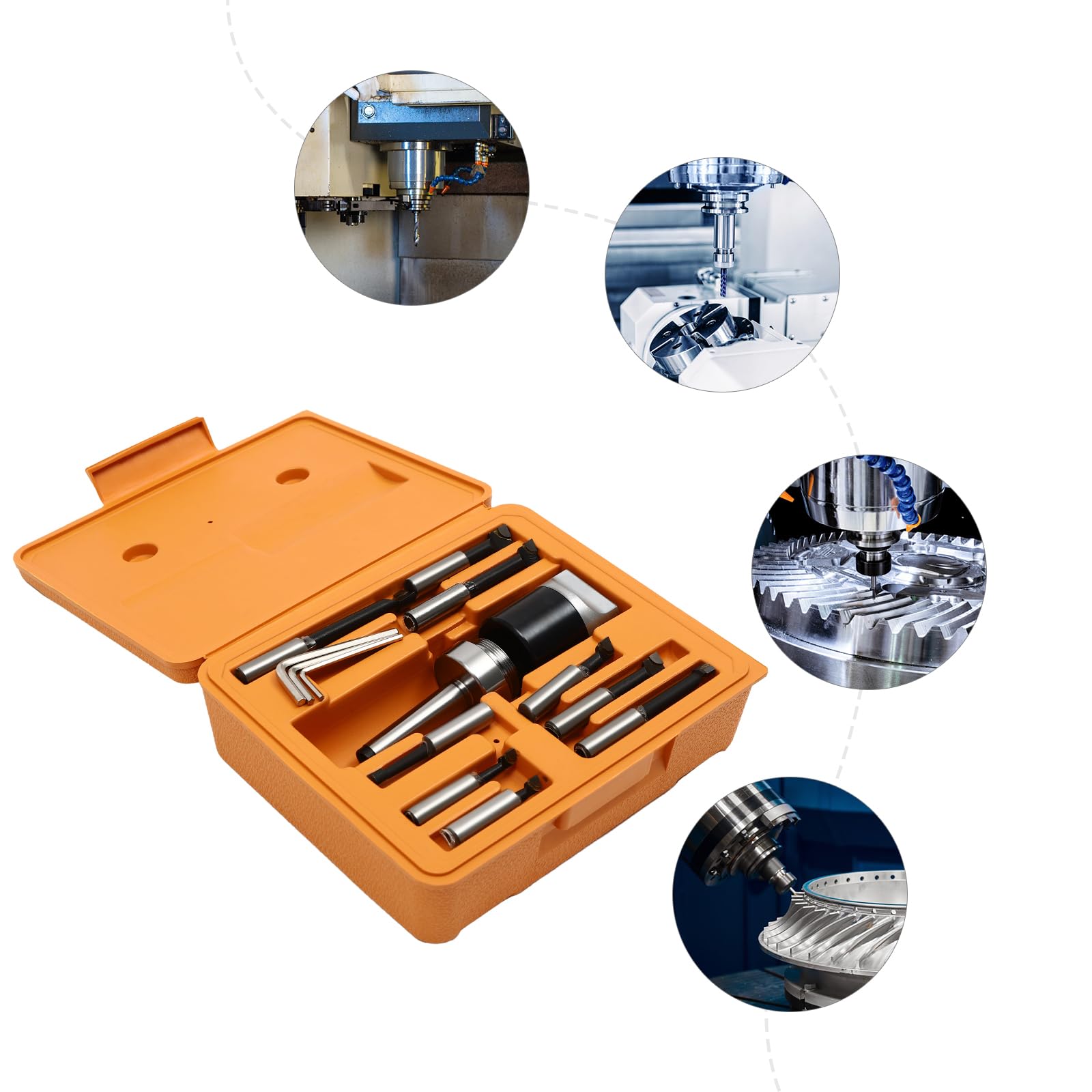 Bohrstange Set,MT2 -M10 F1-12 50mm Bohrkopf mit 9 Stück 12mm Bohrstangen Fräsmaschine Zubehör