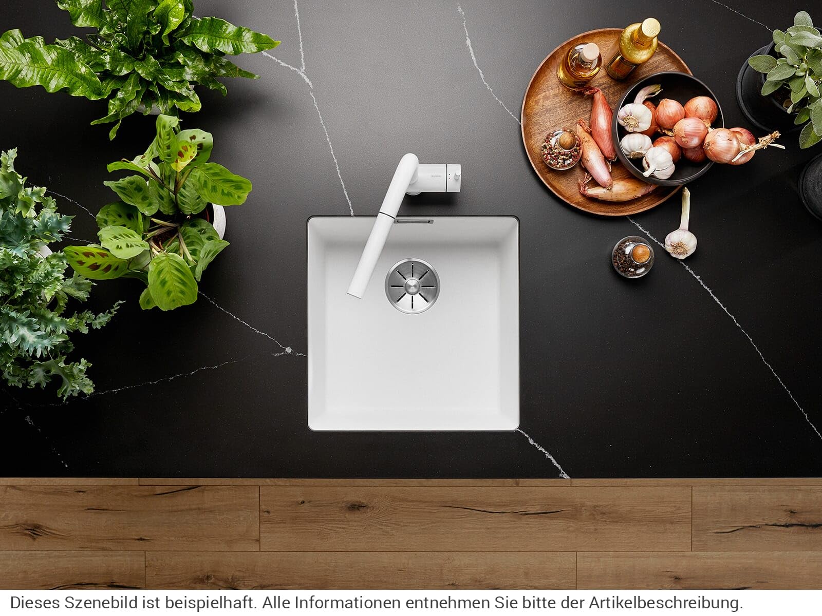 Blanco SUBLINE 400-U – Lavello da cucina in granito sotto-top per basi di lavello con larghezza di 50 cm – SILGRANIT – Grigio – 523422