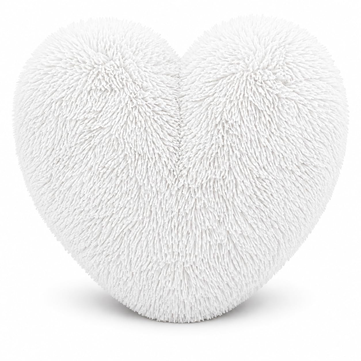 Homes-Linen White Teddy Cuddles Heart Shape 3D Fleece Filled Cushion Soft Comfortable Warm & Cozy Home Decor Size 38Cm 100% Polyester Teddy Heart Cushion (White)