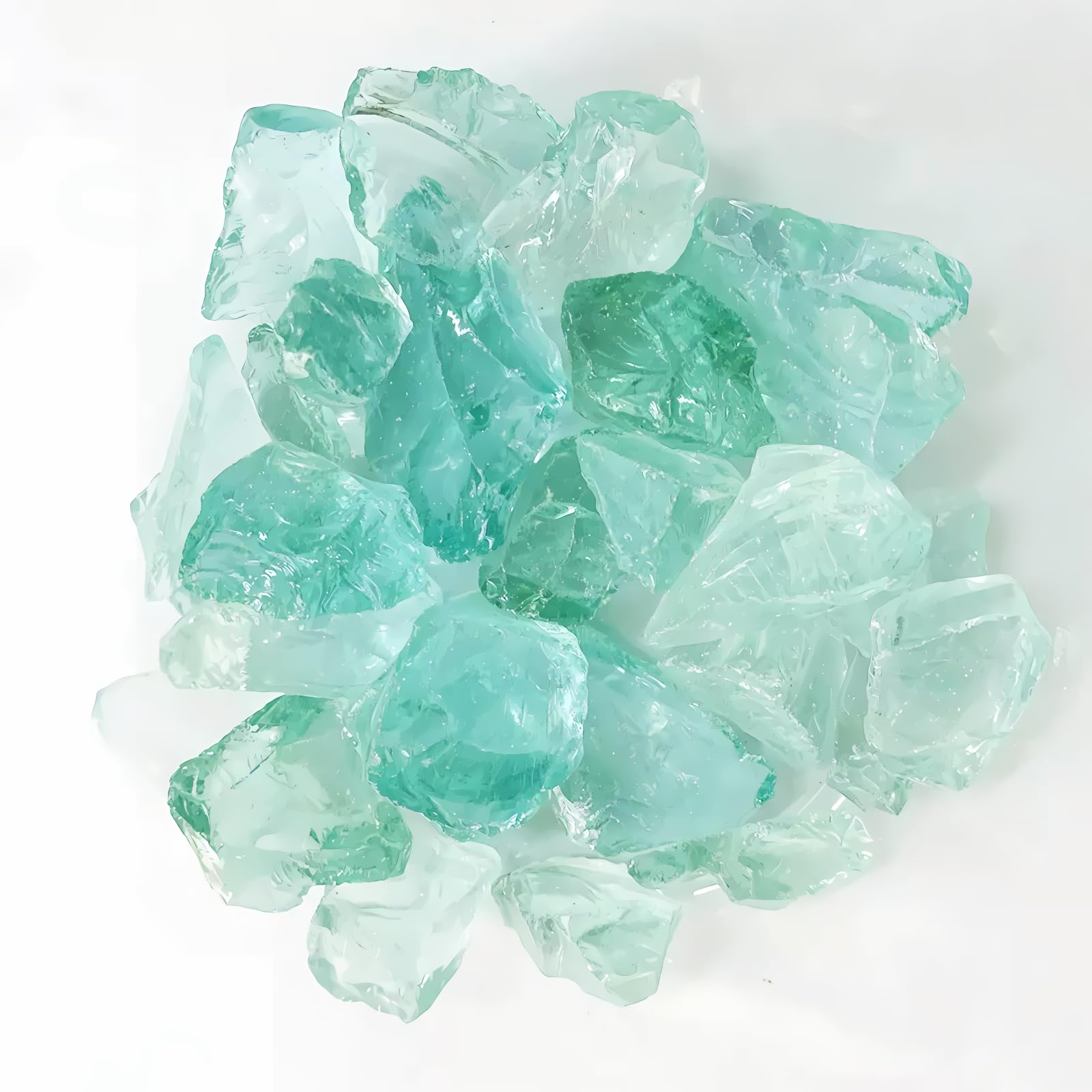Wanwanzi 400g Green Sea Glass for Crafts, Natural Seaglass Raw Material Decor, Vase Filler Crushed Glass for Beach Wedding, Aquarium, DIY Art Craft Supplies
