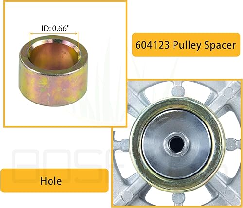 Vista 13 de Paquete de 2 conjuntos de husillo 604214 con polea 603987 793828 correa sustituye a Hustler 604214 Conjunto de husillo Hustler Parte 604214 Hustler