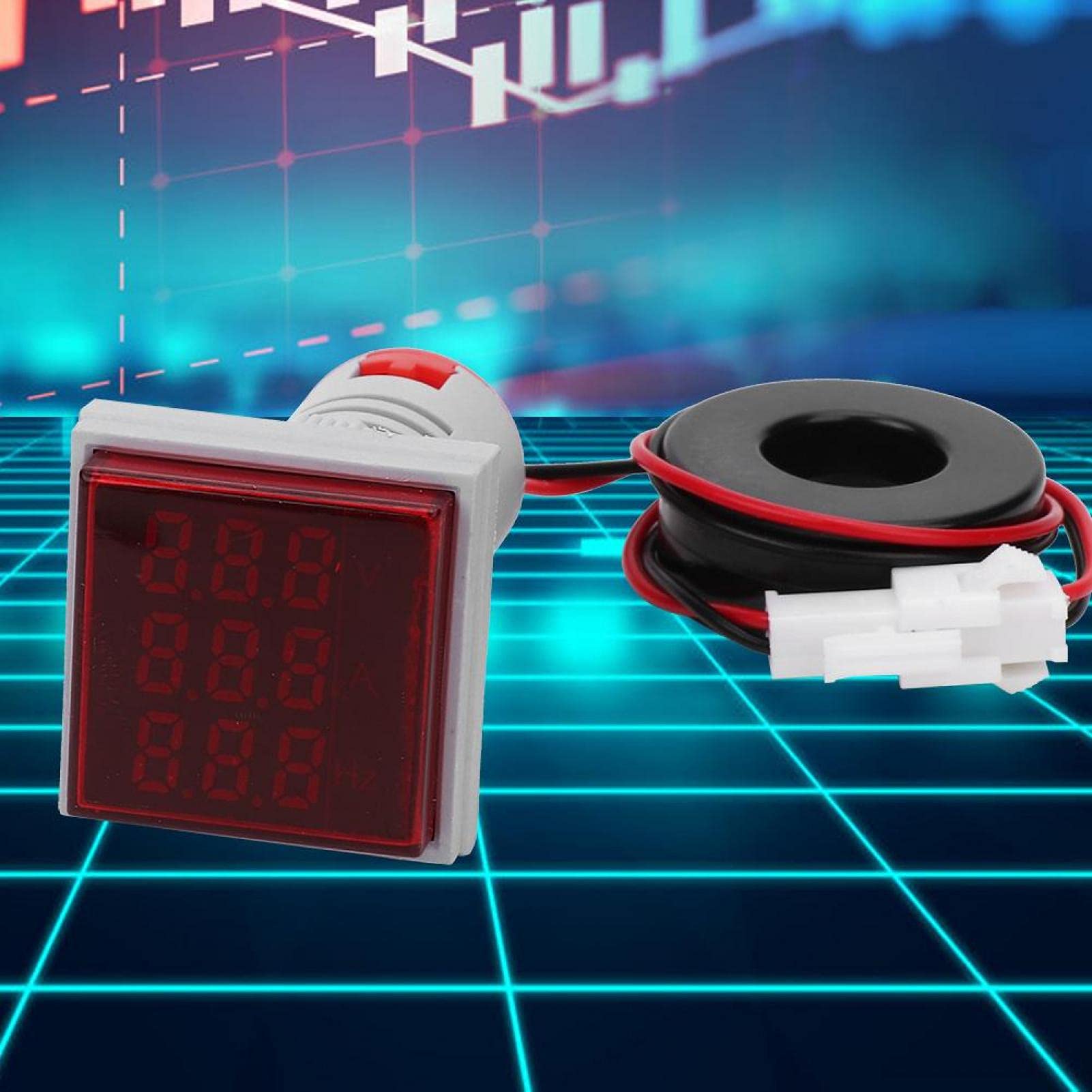 Display Digitale 3 In 1: Voltmetro, Amperometro E Frequenzimetro 50-500V 0-100A Con Led Rosso