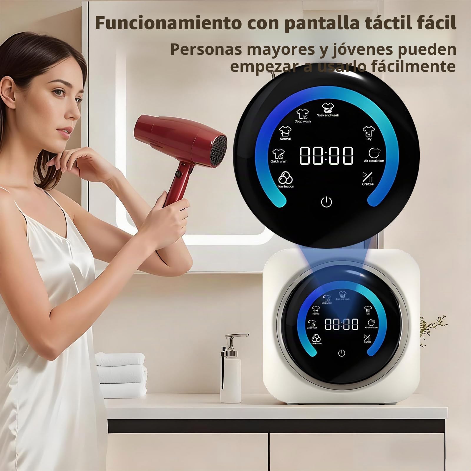 Mini lavadora y secadora portátil 2 en 1, lavadora de pared totalmente automática de 3,5 L con tambor frontal, ideal para ropa pequeña, ropa interior y calcetines WallMount