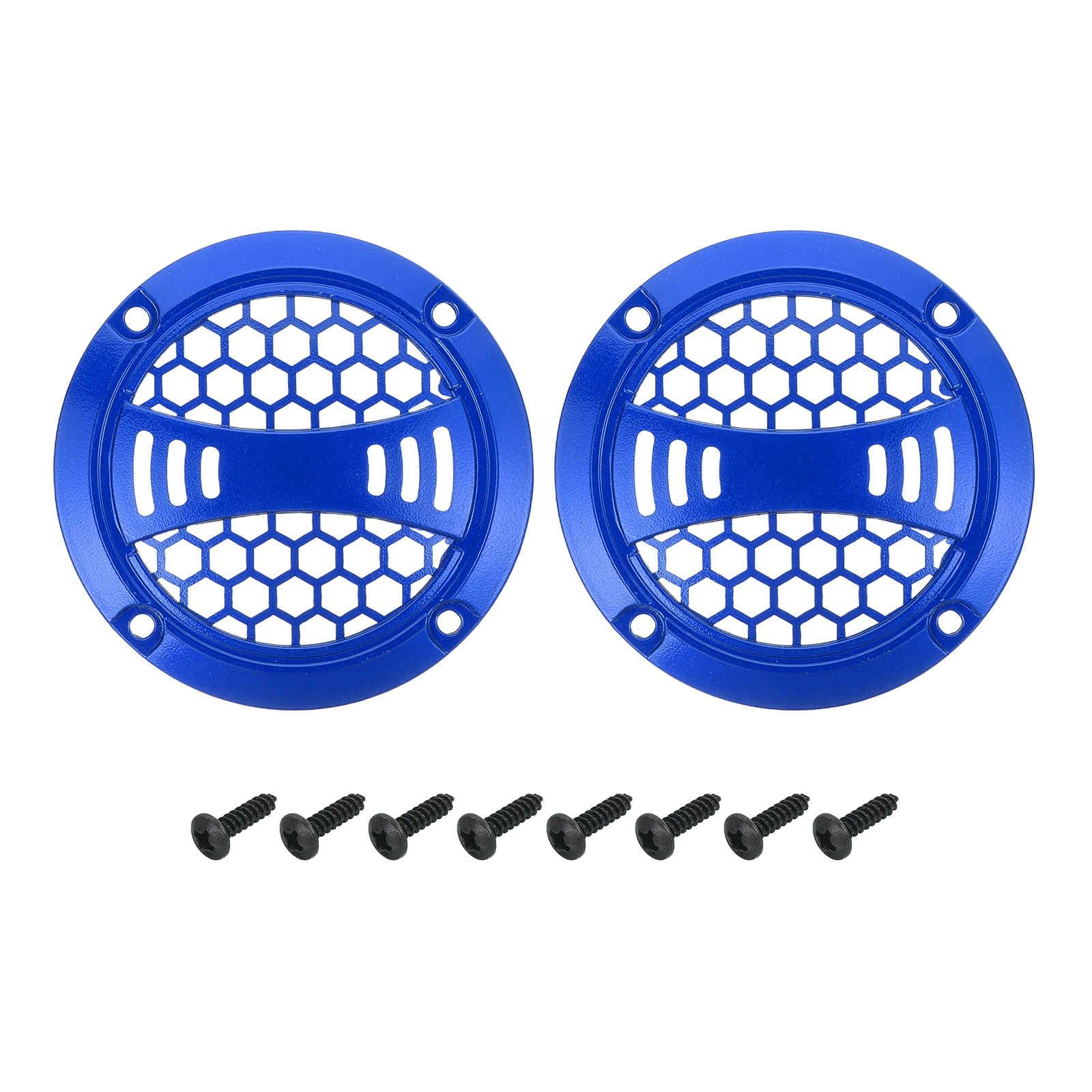 MECCANIXITY 2 Pcs 2inch Blue Speaker Grill Mesh Plastic Woofer Guard Protector Dust Cover Blue Decorative Circle Plastic Frame with Screws for Home