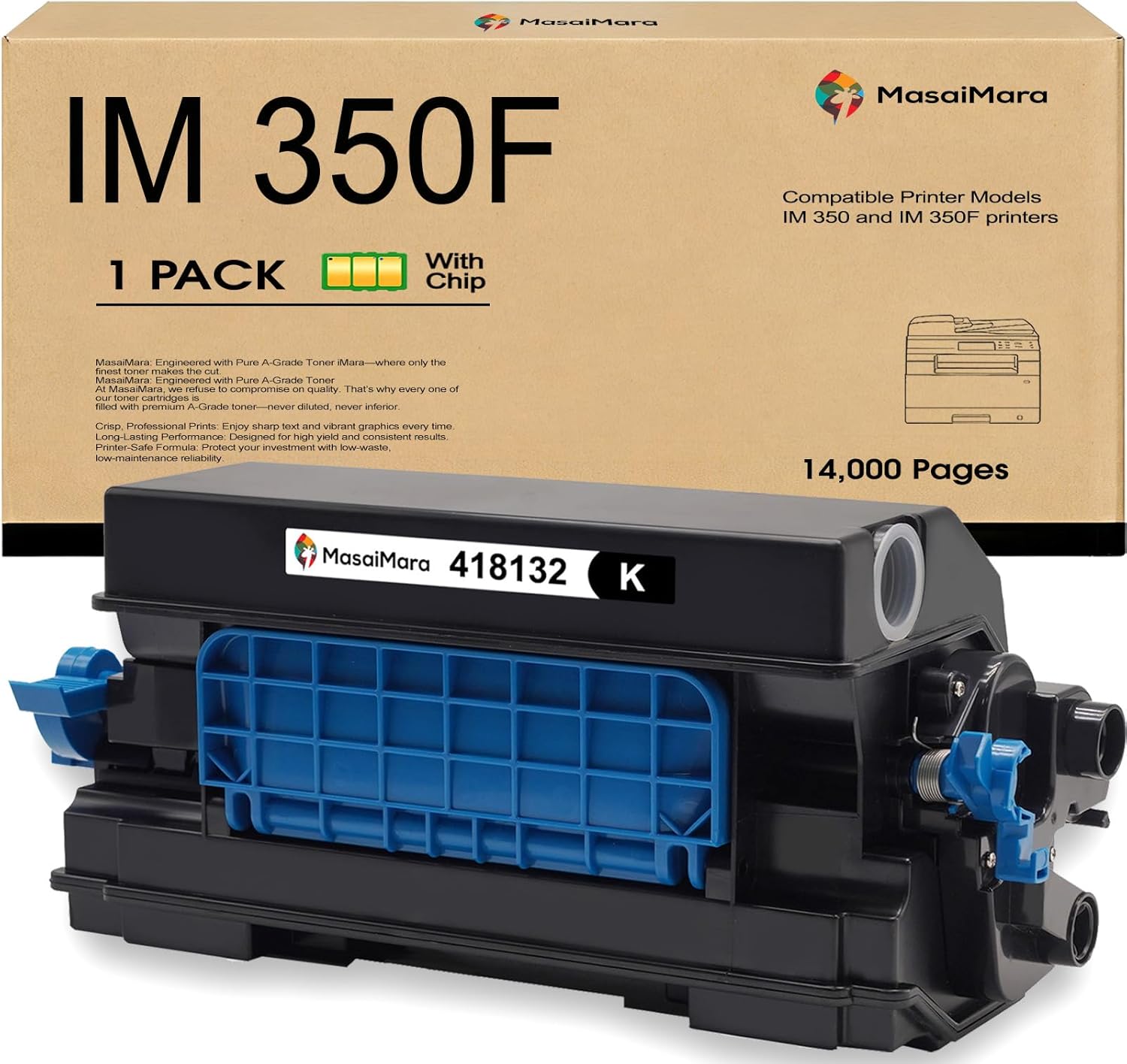 MasaiMara 418132 IM 350 IM 350F IM350 IM350F High Capacity Compatible Toner Cartridges Replacement for Ricoh Lanier Savin Printer (Black, 1-Pack)