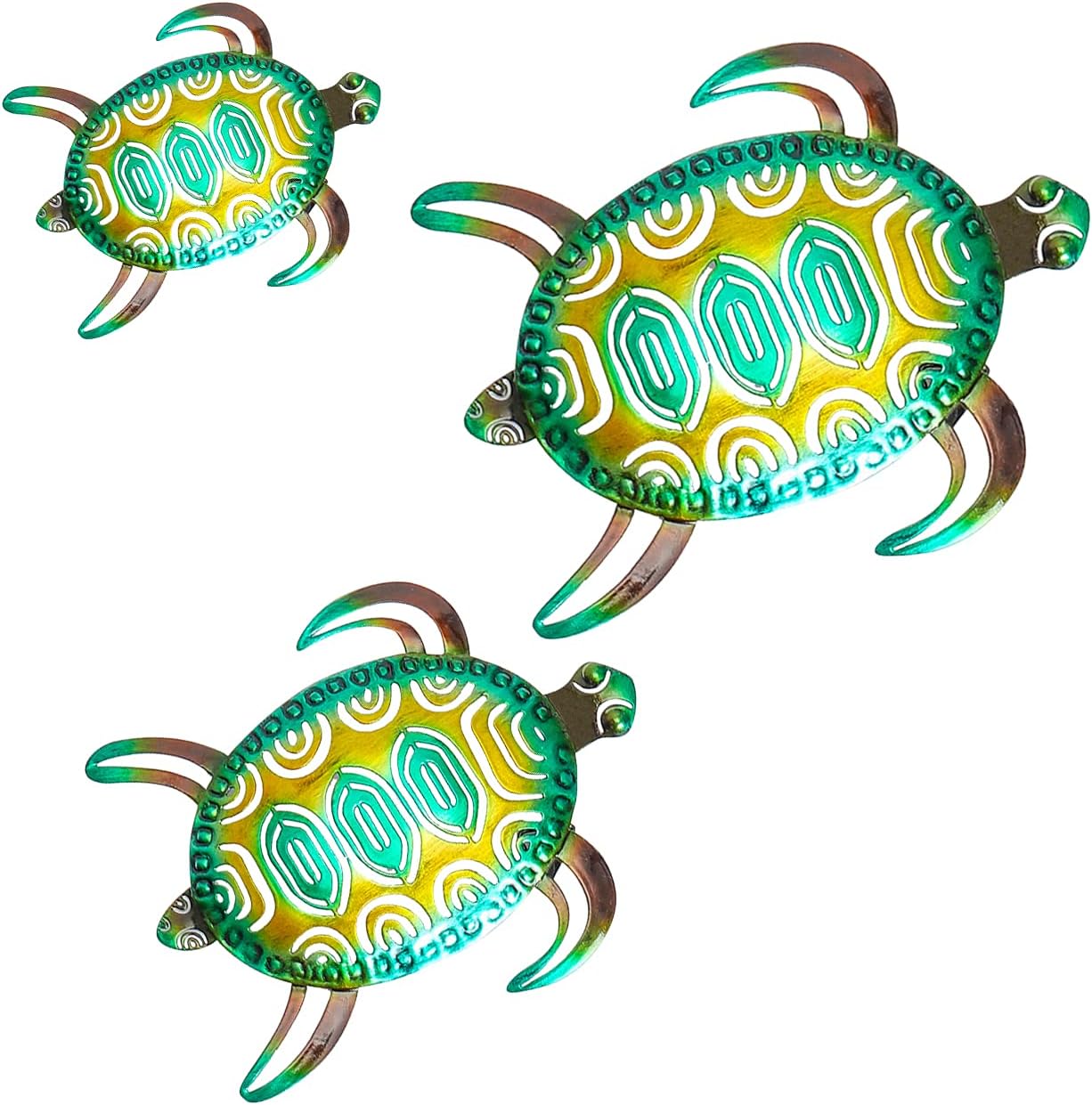 Erbacan Sea Turtle Wall Metal Art Decor,Feng Shui Outside House warming Gift Wall Decorations,Beach Theme for Garden Bathroom Outdoor Fence Patio Pool -Green