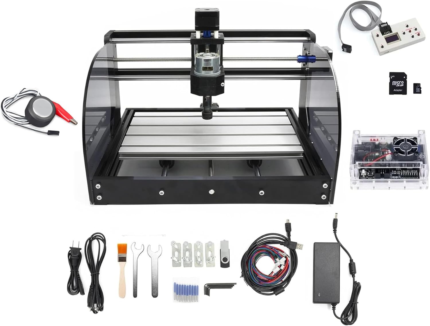 CNCTOPBAOS CNC 3018-PRO-MAX 3 Axis Desktop DIY Mini Wood Router Kit PCB PVC Milling Engraver Engraving Carving Machine GRBL Control with Offline Controller with Touch Probe