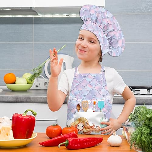 Miniatura 9 de Delantales para niñas con bolsillos para niños, para cocinar, hornear, pintar, manualidades, arte, jardinería, ajustable