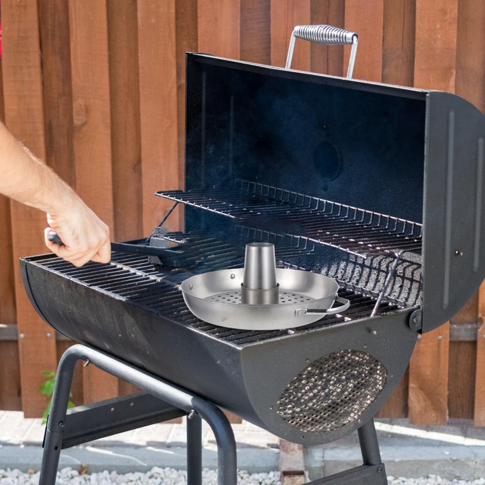 CALLARON Supporto Trasportare Pollo Inossidabile per Arrosto in Argento Posizionamento Stabile Facile per Barbecue e Picnic