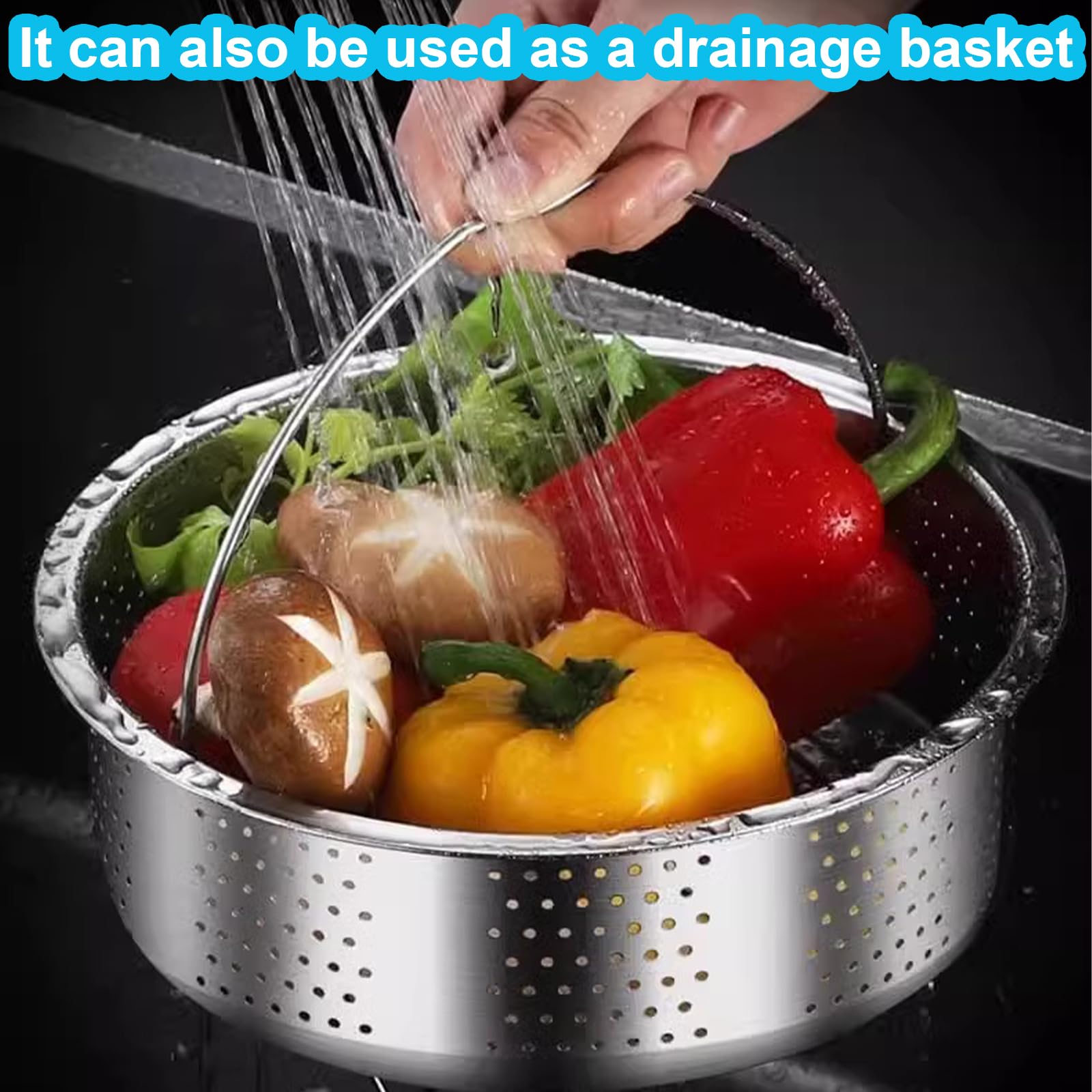 17.5 cm Cesta Vapor Acero Inoxidable Vaporera Inserto de Vapor Rejilla para Cocer al Vapor Soporte de Cesta Accesorios para Ollas para Cocer al Vapor Verduras Pescado Huevos
