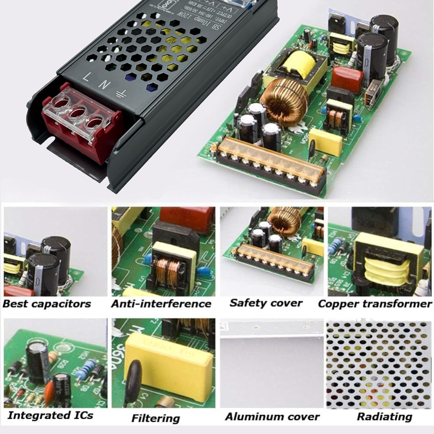 12 VOLT 10 AMPERE 120 Watt SMPS Power Supply Adapter | Ideal for LED Signage, Strip Lights, Decorative Lighting, CCTV Surveillance, Industrial Automation (Pack Of 1 Piece) — Amazon image 5