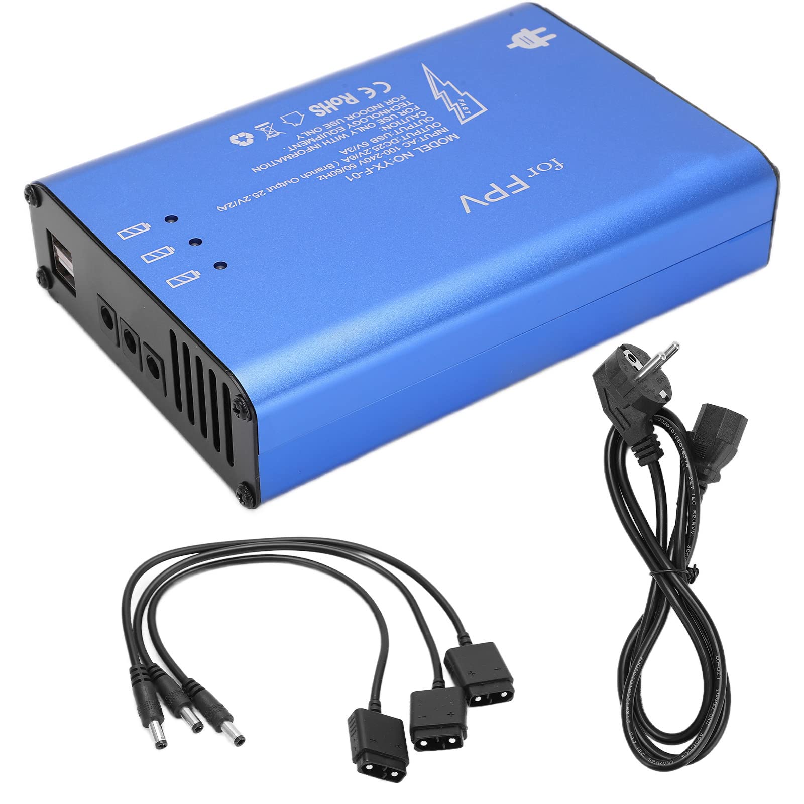 Chargeur de Batterie Drone, Hub de Charge Intelligent pour 3 Batteries et 2 USB simultanés avec contrôle précis pour Pilotes FPV passionnés et compétitions de Drones