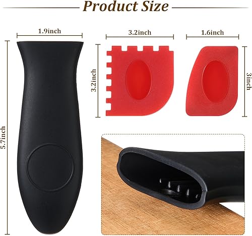 Miniatura 9 de El juego de 7 piezas de limpiador de hierro fundido incluye limpiador de malla de acero inoxidable con cepillo de bambú para platos con mango